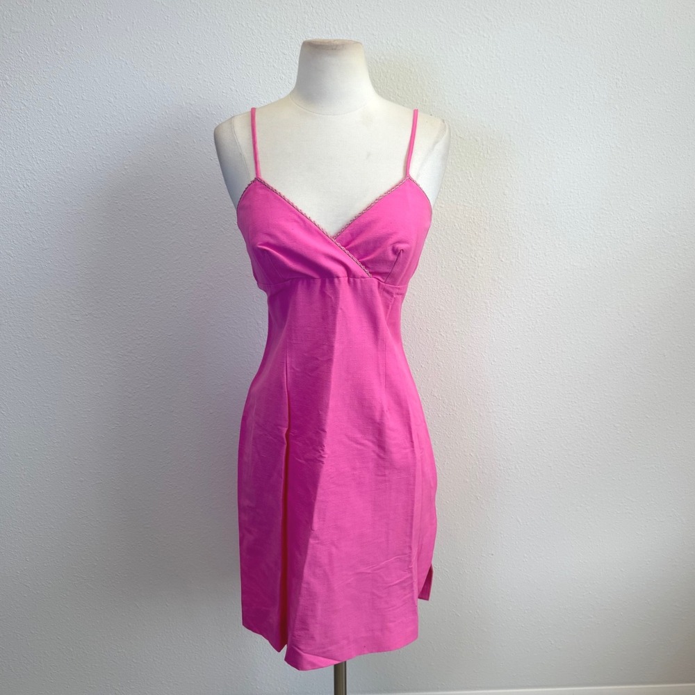 Lilly Pulitzer White Label Pink V Neck Dress Womens 4 Faux Wrap Y2K‎ Preppy